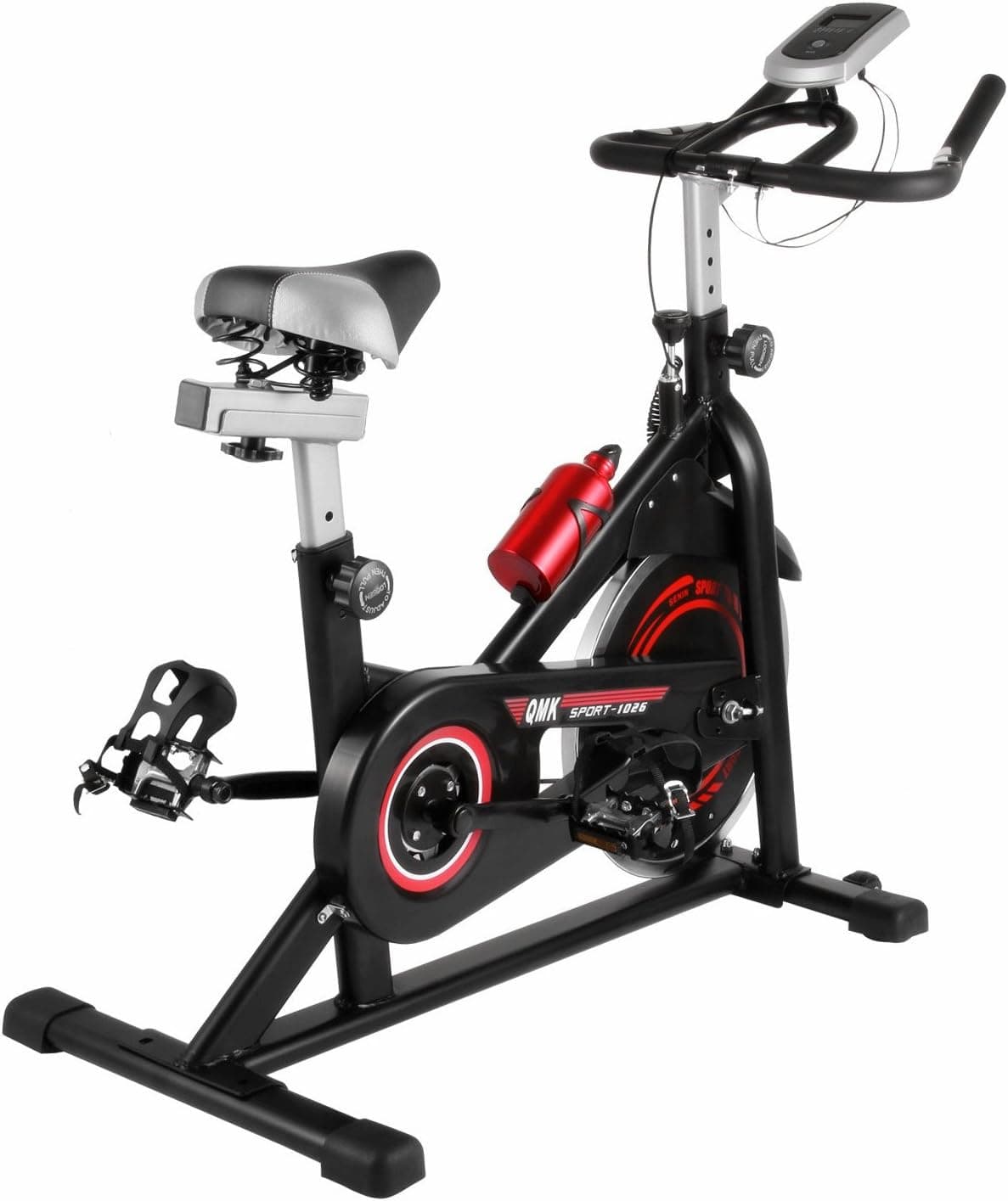 Popsport Indoor Exercise Bike Stationary Bike 330LBS Indoor Cycle Bike with LCD Display and Water Bottle for Home Fitness Exercising (Indoor Exercise Bike)