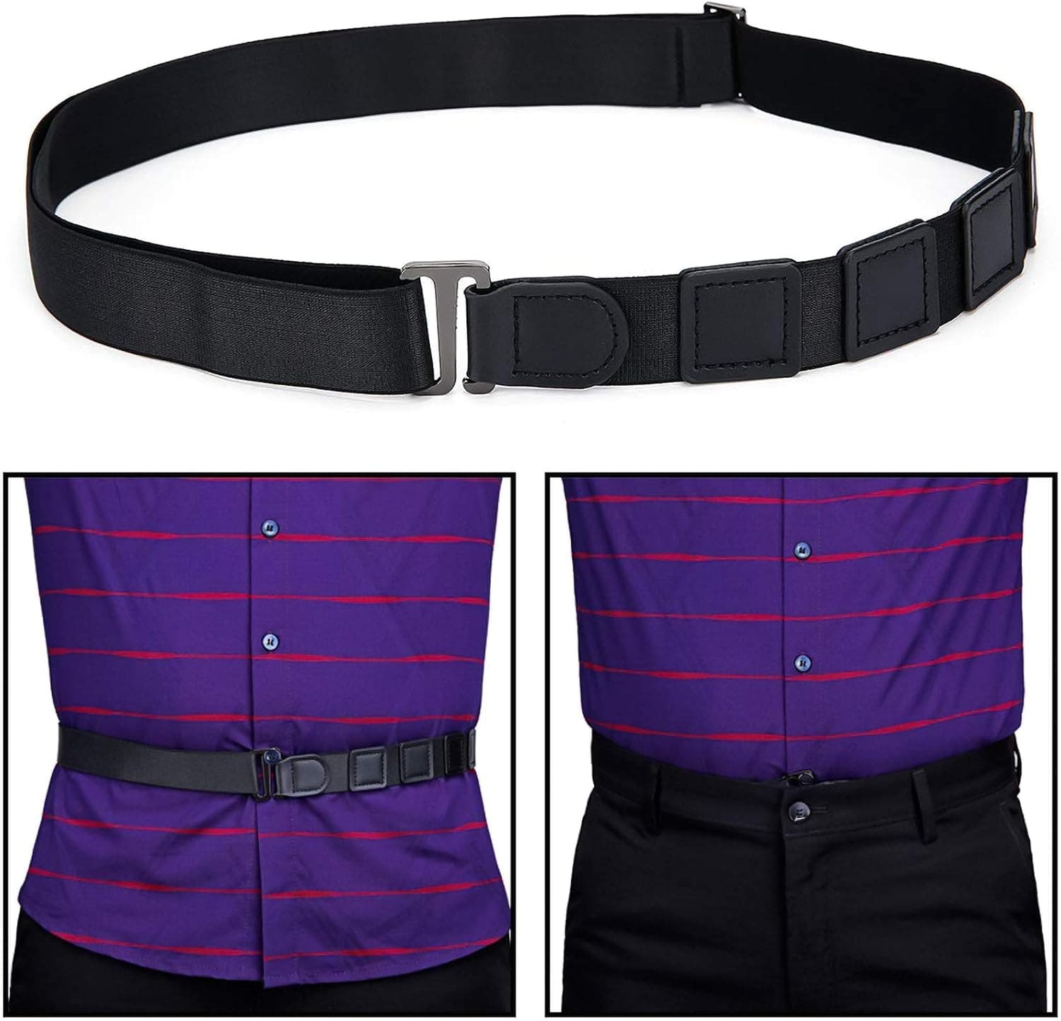Men Shirt Stays Shirt Lock Belt Adjustable Elastic Shirt Holder Keeps Shirt Tucked in for Police Military
