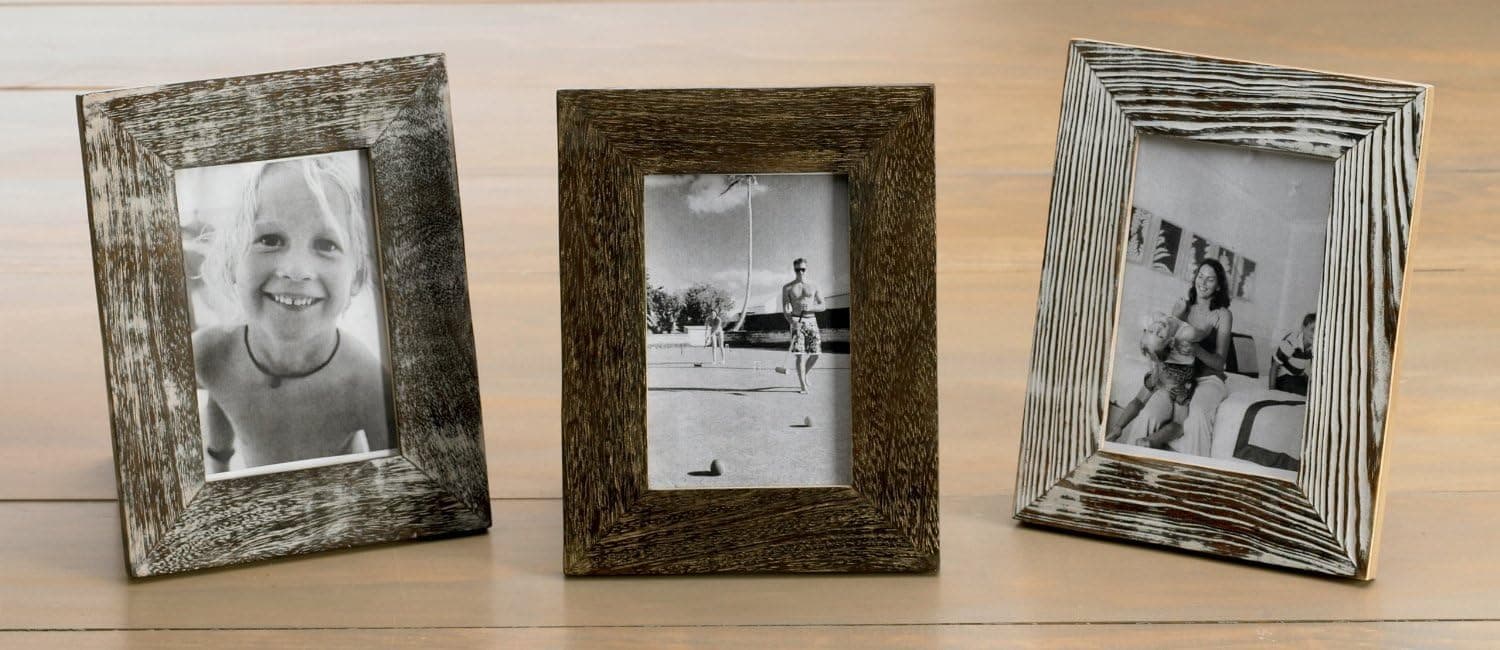 KINDWER Distressed Wood Frames, 4 by 6-Inch, Set of 3