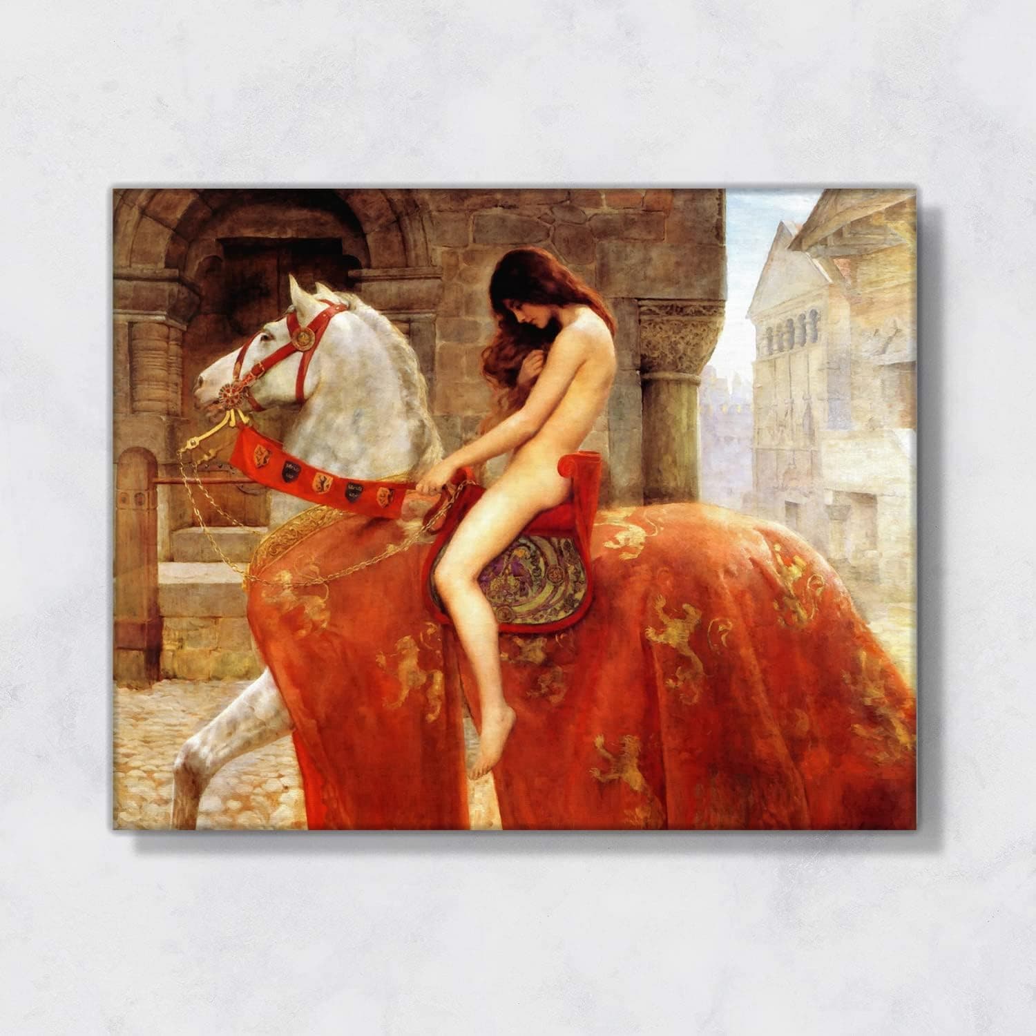 Lady Godiva by John Collier - (Framed, 32X40 Inch) Museum Quality Giclee Canvas Print - Elegant Wall Art for Home Decor - Ready to Hang, Floating Frame Options Available