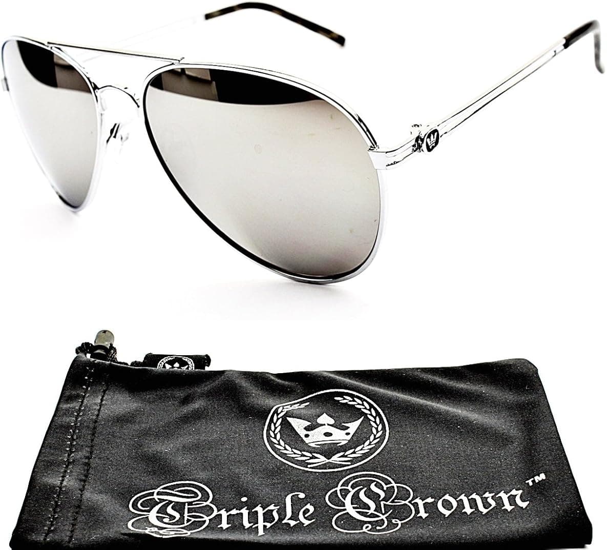 T-crown Chp Aviator Mirrored Sunglasses T01 (Mr Silver-mirror W Pouch, Mirrored)