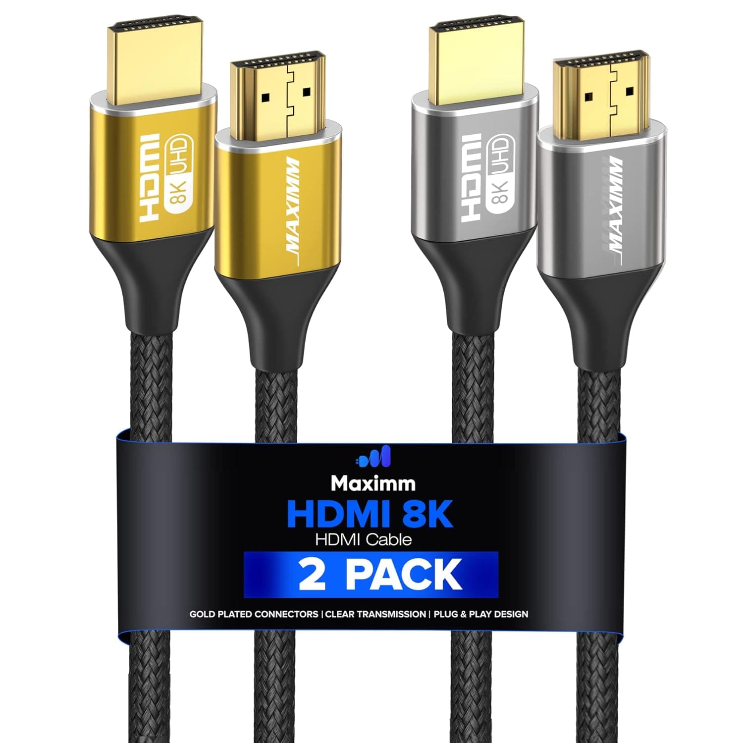 Maximm 8k Hdmi Cable 20ft,HDMI 2.1 Cable, Hdmi Cord Long Hdmi Cable 20 ft, Ultra High Speed Hdmi Cable, 8k @60 HZ (20 Ft, 2 Pack)