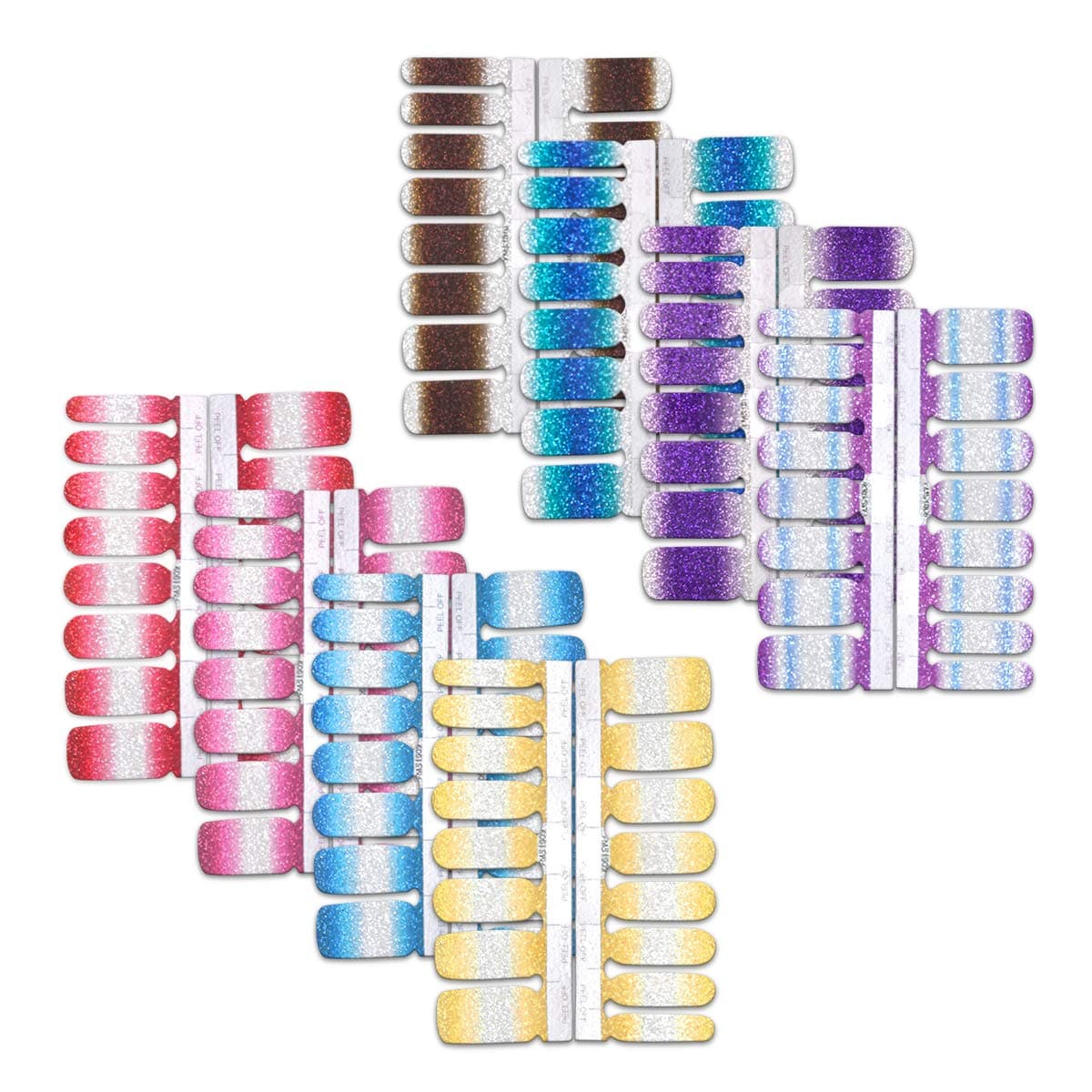 8 Sheets Full Wraps Nail Polish Strips - Glitter Color Nails Stickers Self-Adhesive False Nail Design Manicure Set with 1Pc Nail Files for Women Girls