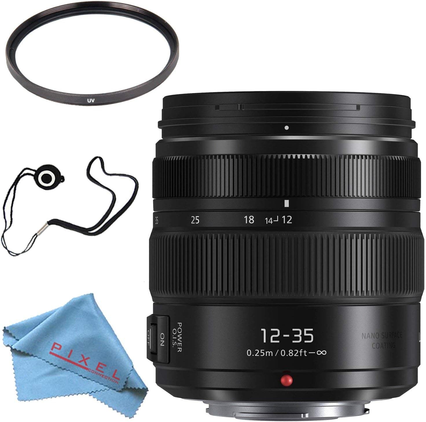 Panasonic Lumix G X Vario 12-35mm f/2.8 II ASPH. Power O.I.S. Lens + 58mm UV Filter + Fibercloth + Lens Capkeeper Bundle