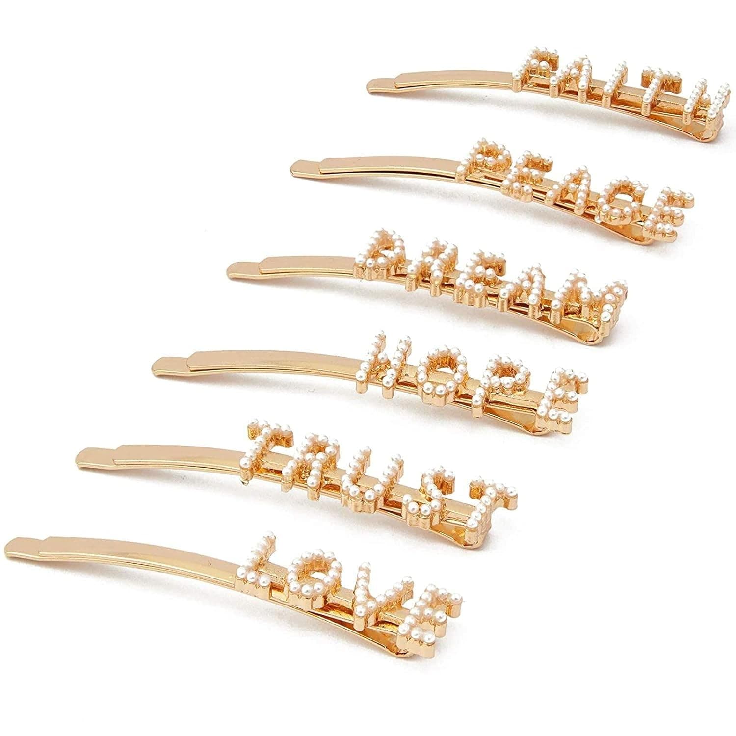 Juvale Gold and Silver Letter Rhinestone Hair Clips- Pack of 6