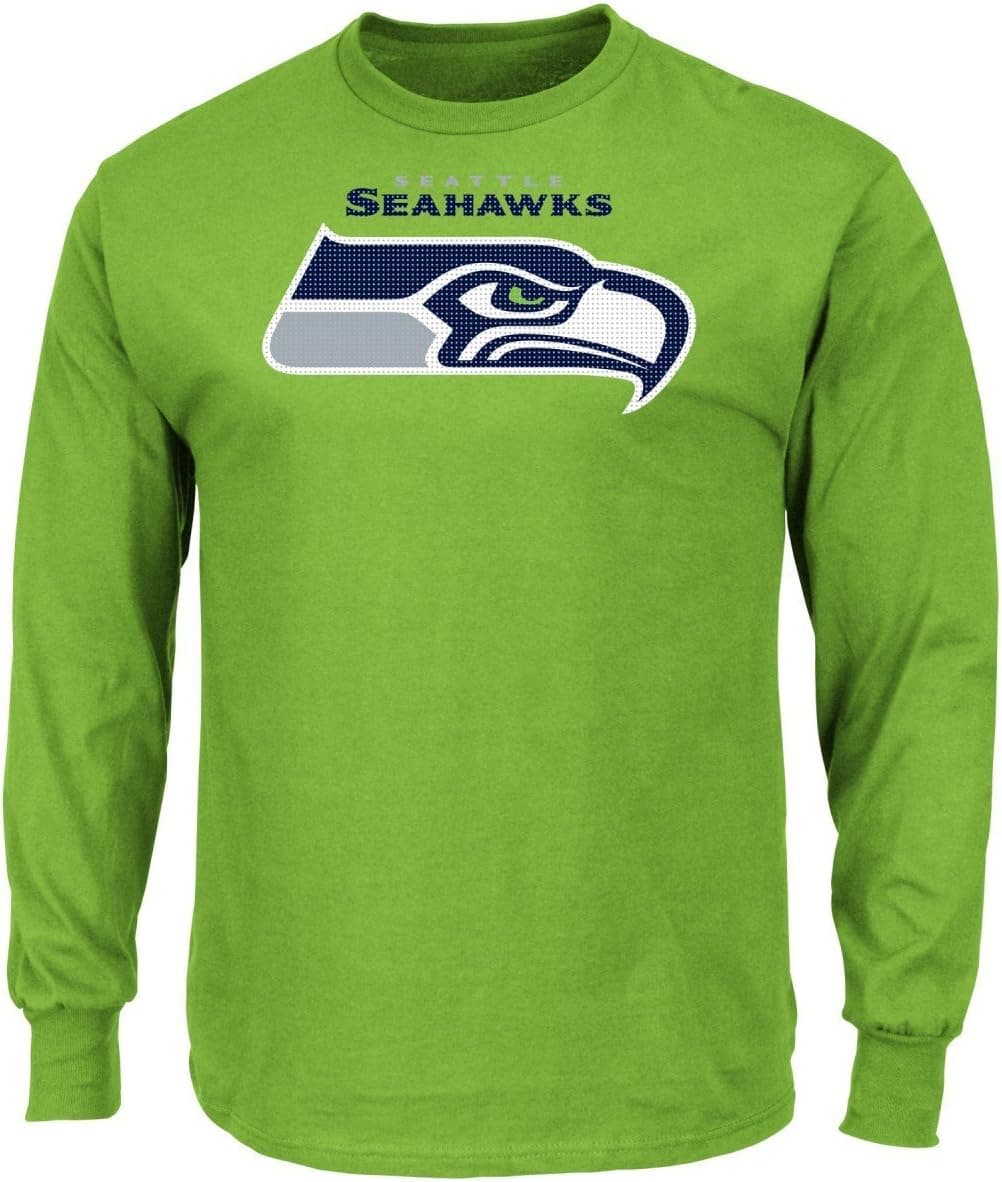 Majestic Seattle Seahawks NFL Critical Victory 2 Men's Long Sleeve Lime T-Shirt