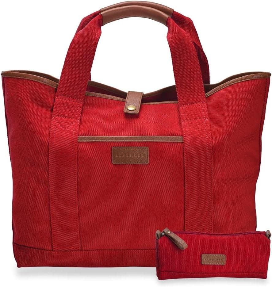 Levenger AM2695 RD The Shores Tote W Pouch, Red