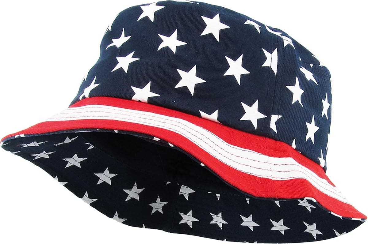Flag Patriotic Stars and Stripes Floral Galaxy Leaf Aztec Tropical Print Bucket Hat Summer Boonie Cap