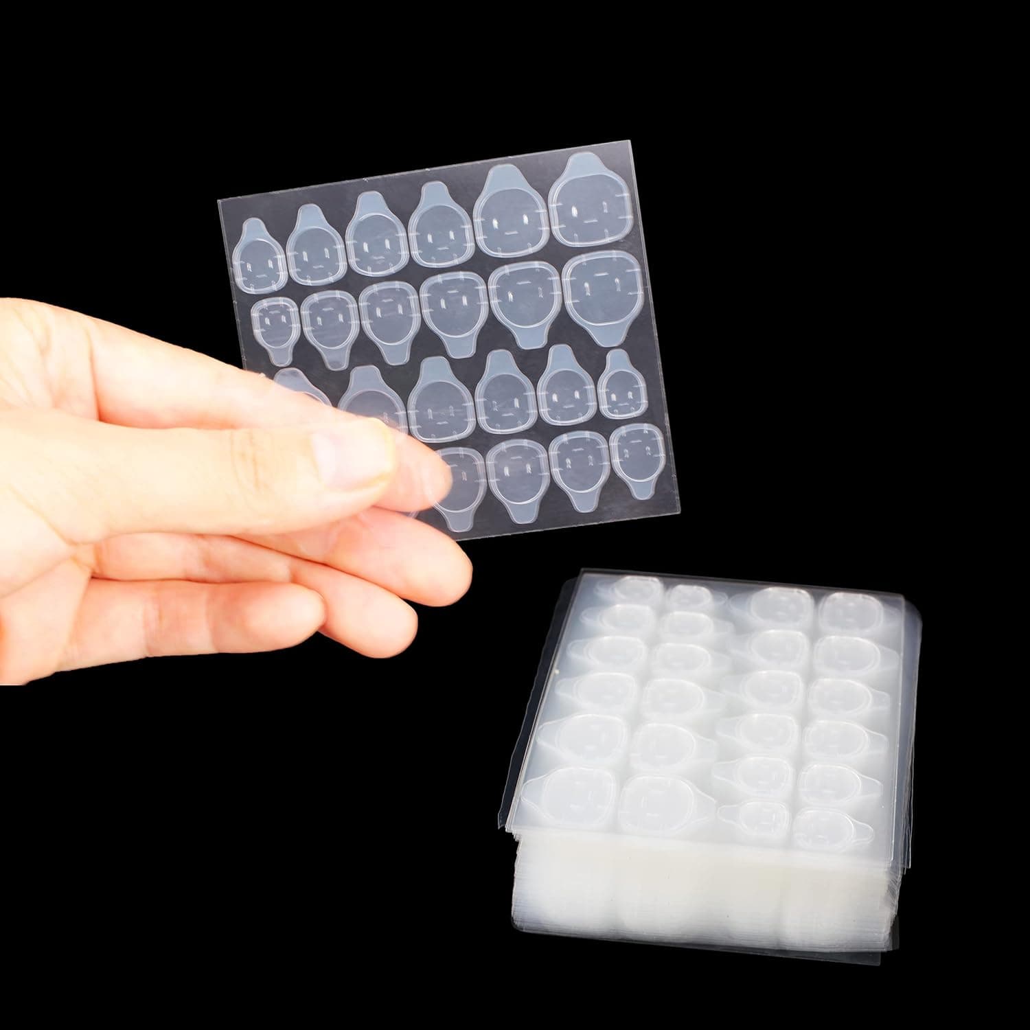 288 Pcs Waterproof Breathable Jelly Double Sided Adhesive Tabs Super Sticky Nail Glue Sticker (12 Sheet)