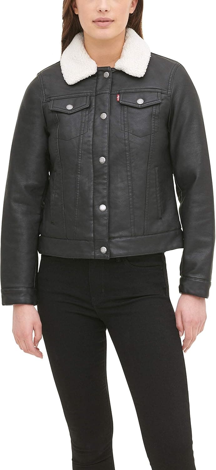 Levi's Women's Sherpa Faux Leather Trucker Jacket (Standard & Plus Sizes)