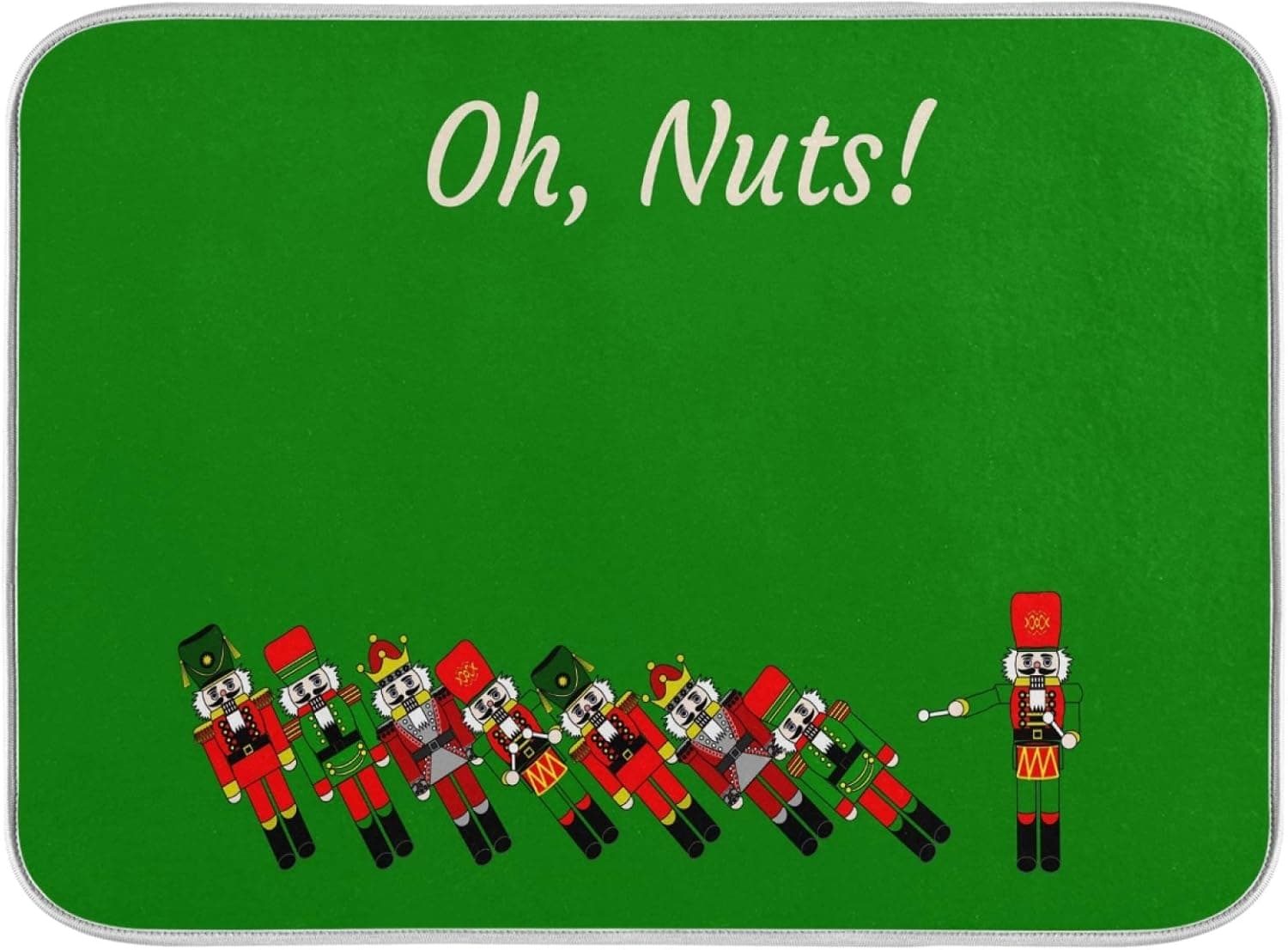 Christmas Nutcrackers Solider Dish Drying Mat Xmas Nuts Green Dish Pad Kitchen Home Decor Absorbent Dishes Dry Pad Easy Clean Drainer Mats for Baby Bottle Counter