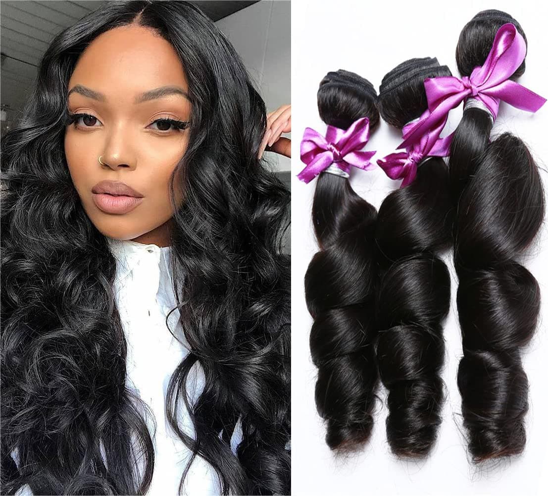 Brazilian Loose Wave Virgin Hair Bundles Brazilian Human Hair Weave Remy Hair Bundles Loose Wave 4 Bundles 18 20 22 24inch Brazilian Virgin Hair Weave Loose Wave Human Hair Extensions