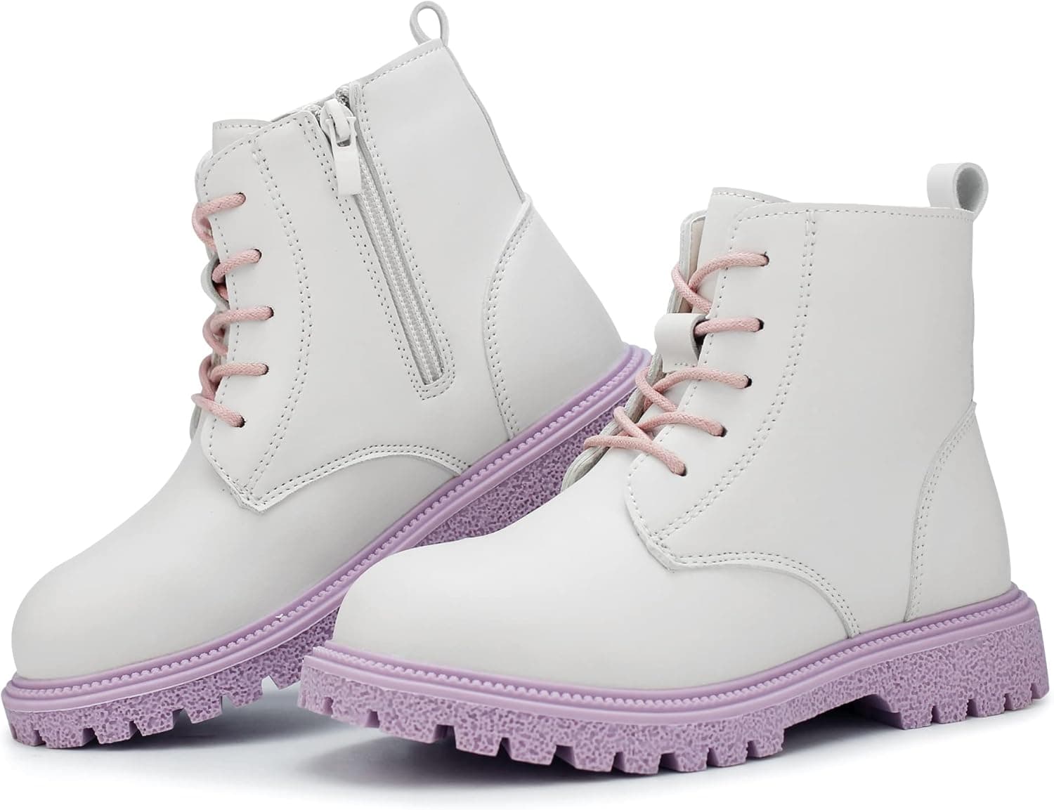 Tobfis Girls Boys Fashion Side Zipper Lace Up Ankle Boot(Toddler/Little Kid/Big Kid)
