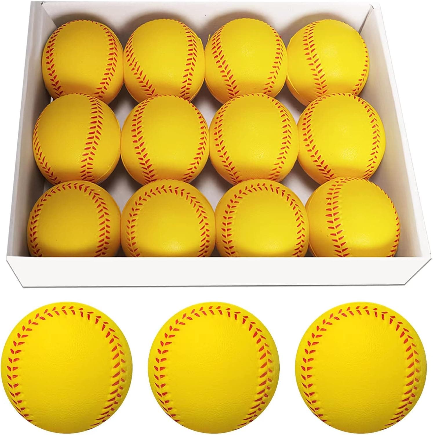 Baisidiwei Soft Baseballs, Foam Training Baseball 12 Pack for Kids Regulation Size Foam Baseballs for Soft & Safe Throwing, Catching and Batting Practice