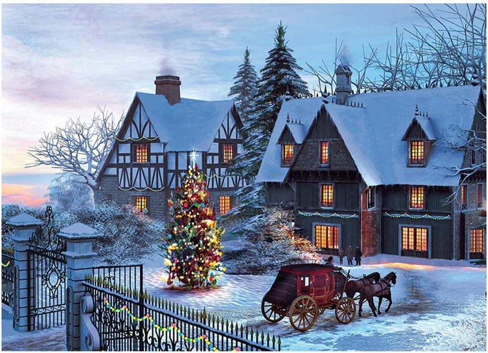 Christmas Jigsaw Puzzle 1000 Piece Puzzles for Adults Best Puzzle Holographic Puzzle Best Choice for Home Games-Warm Christmas
