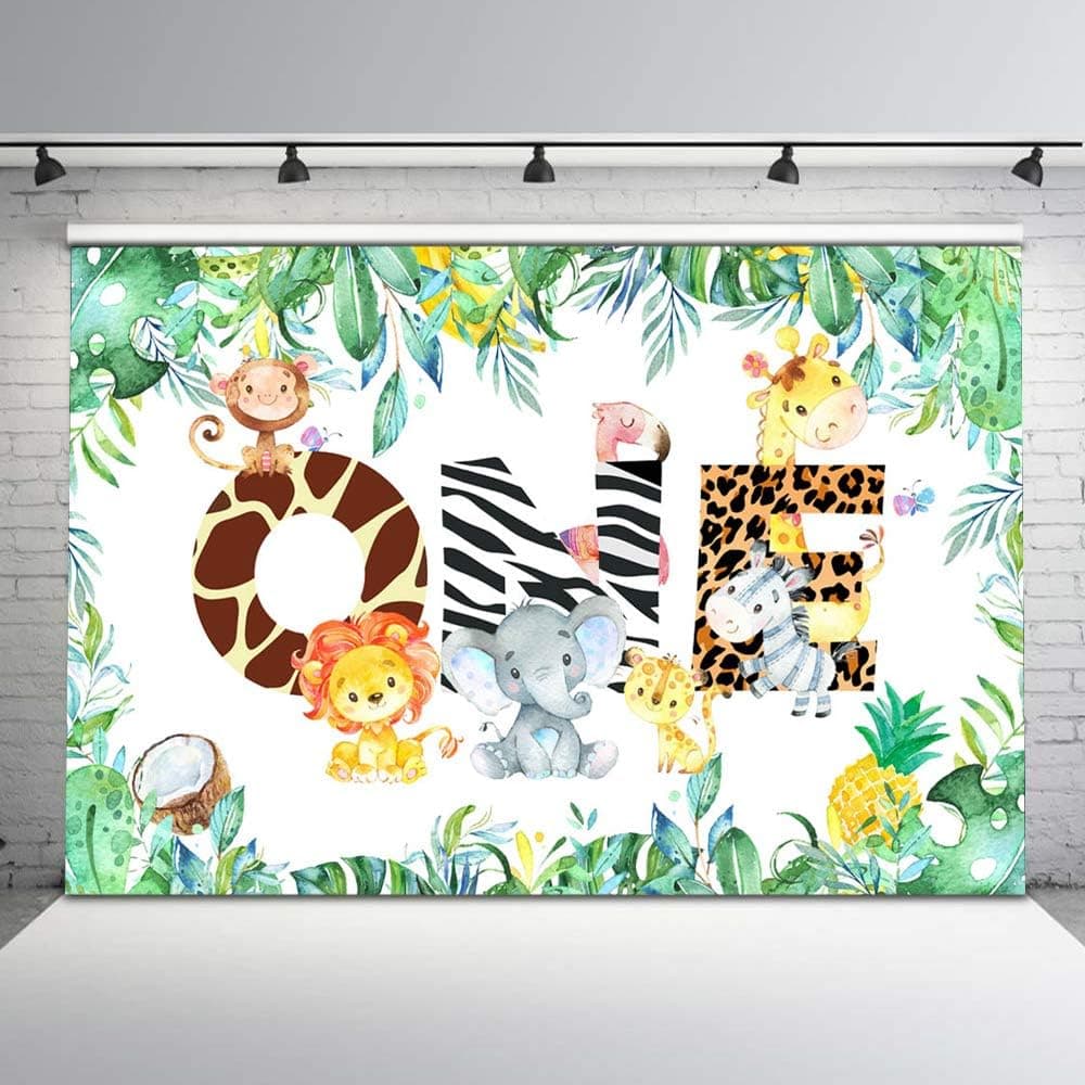Avezano Safari First Birthday Backdrop Safari Jungle Animals 1st Birthday Party Background 7x5ft Boy Safari 1st Birthday Party Backdrops Decorations