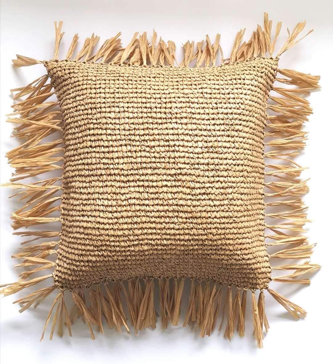 HOMESUNSHINE Decorative Straw Cushion Cover Boho Pillow Case Home Decor Throw Pillow Cover 18x18 (18x18)