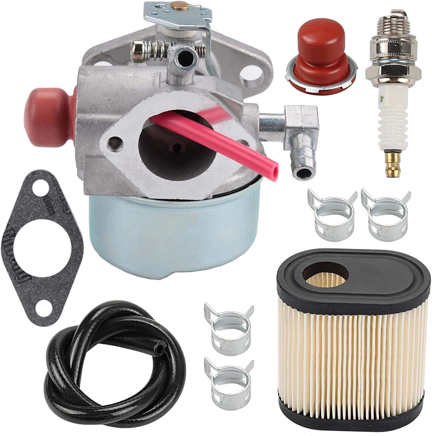 Wellsking 640350 640303 Carburetor + Air Filter Spark Plug for Toro 20016 20017 20018 Recycler Tecumseh LEV100 LEV105 LEV120 LV195EA LV195XA Lawn Mower