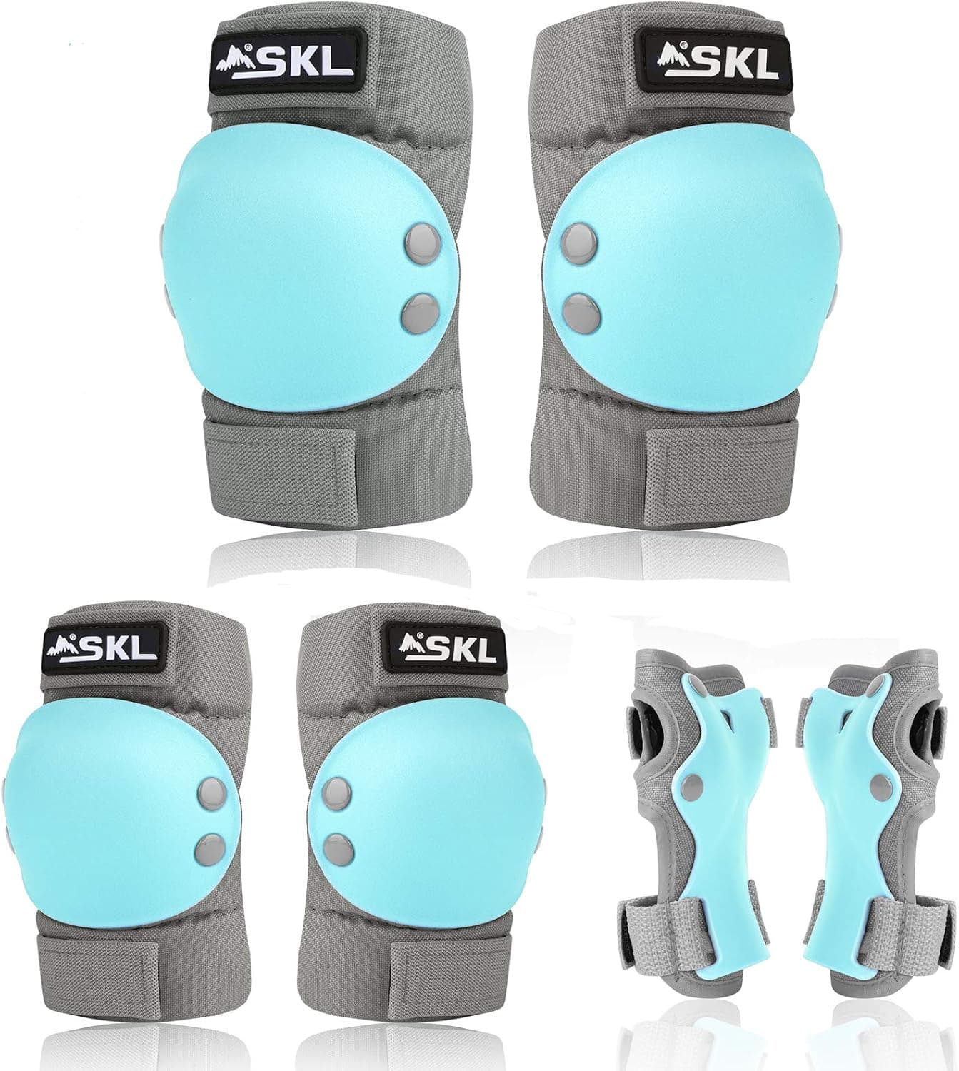 SKL Knee Pads for Kids, Elbow and Knee Pads Kids 6-13, Toddler 3 in 1 Protective Gear Set with Wrist Guards, Adjustable Strap for Skating Scooter Bike
