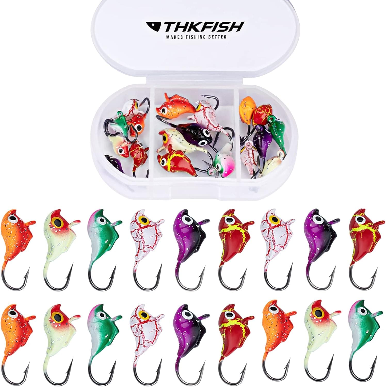 THKFISH Ice Fishing Jigs Ice Fishing Lures Ice Fishing Gear Ice Small Fishing Tackle Kit Crappie Panfish Jigs