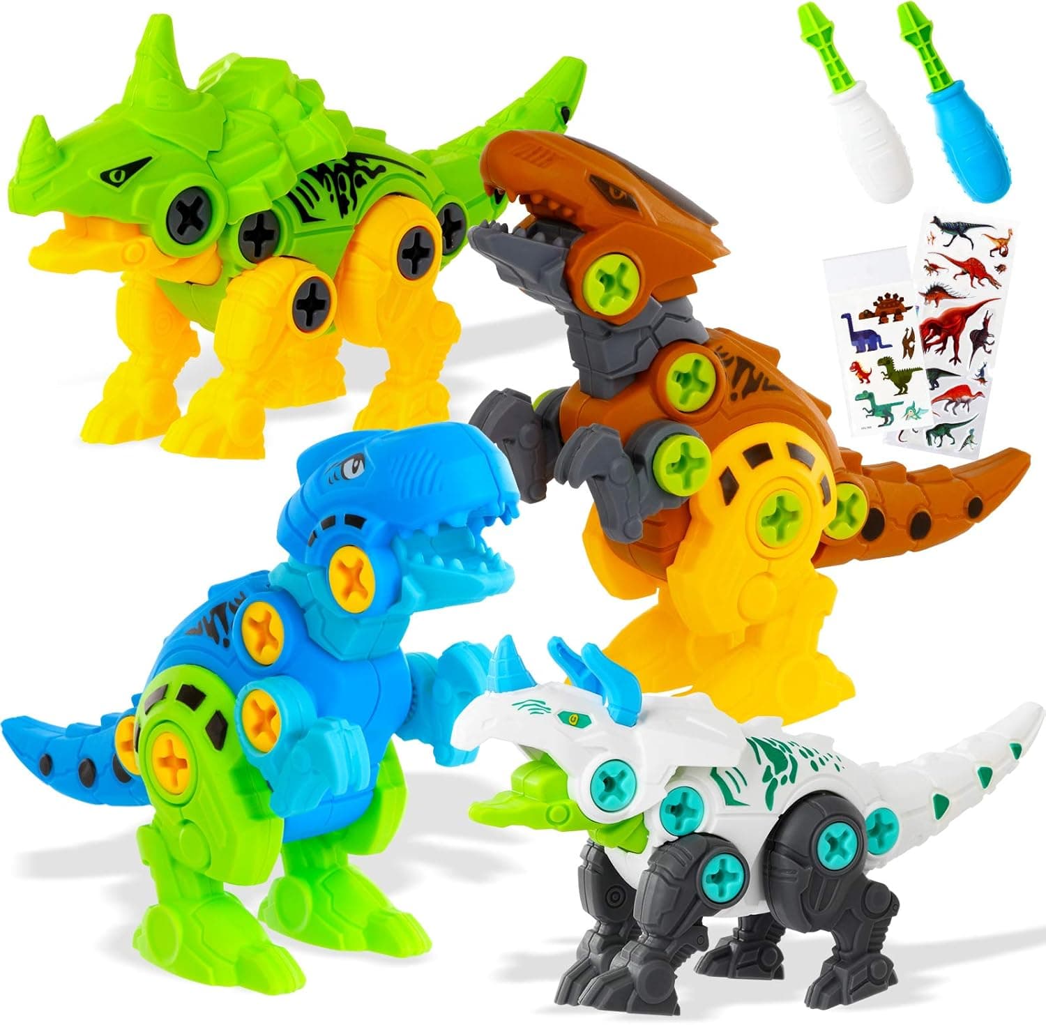 Charvoxrt Take Apart Dinosaur Toys for Kids - Dinosaur Building Toy Set with Screwdriver Tool Construction Engineering Construction Play Kit Stem Learning Gifts for Kids Ages 3+