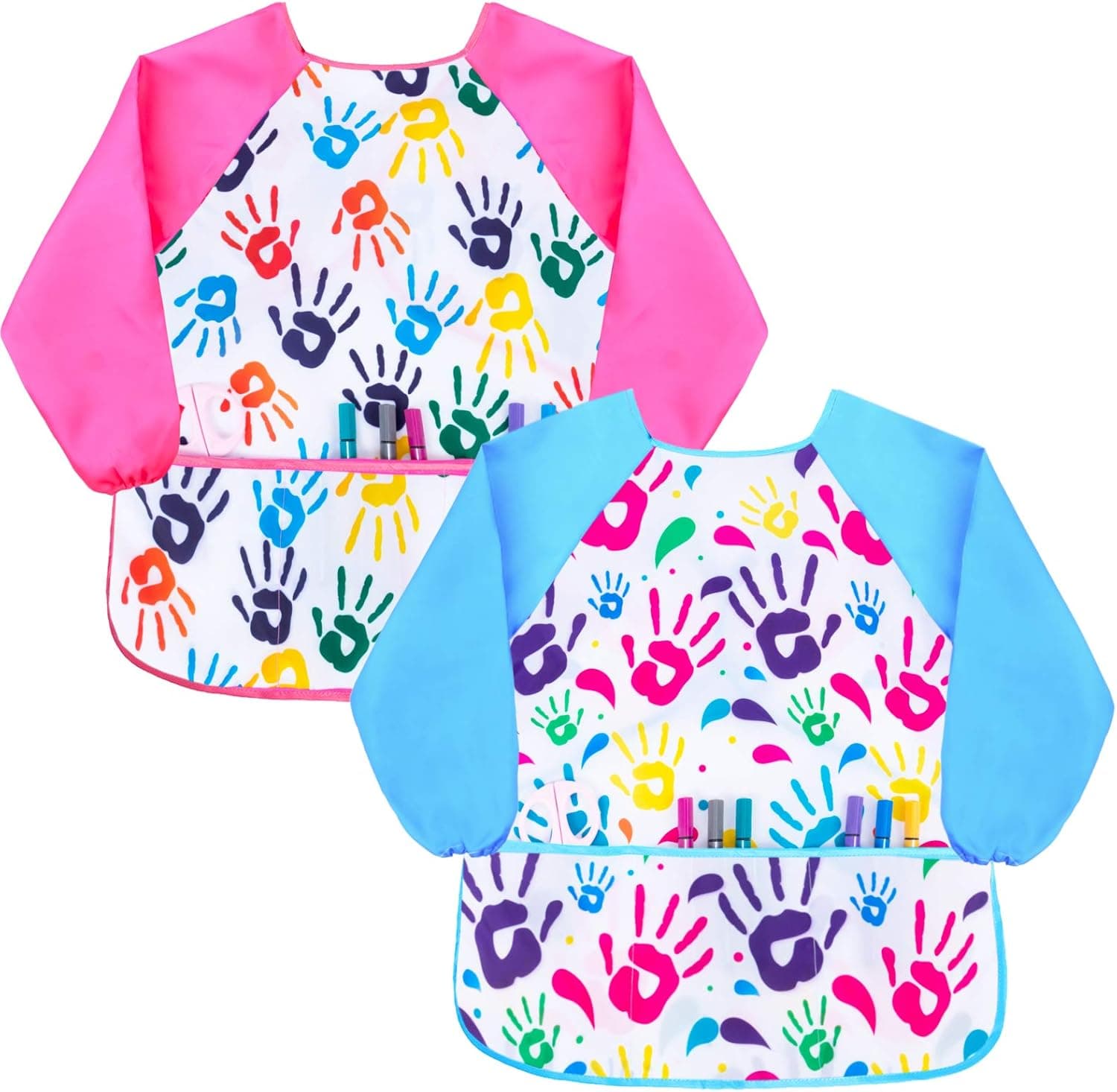Kids Smock Apron Waterproof Art Aprons with Pocket for Painting Baking 2-7 Years