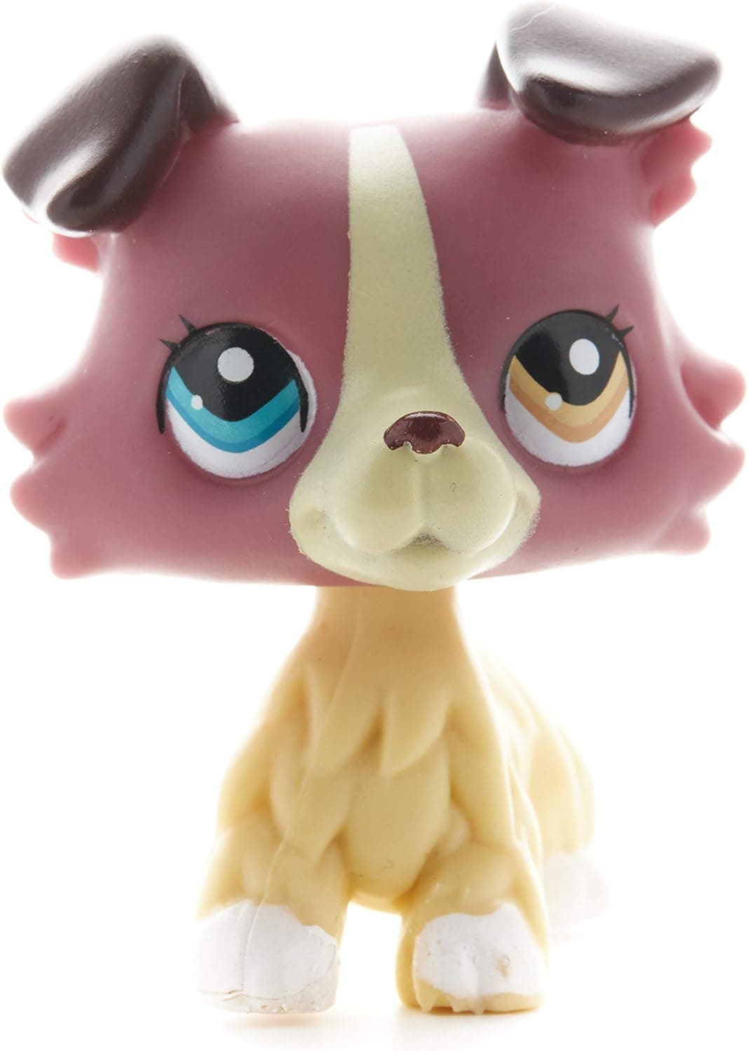 Northern Lights Press Dog Littlest Short Hair Toy - Little Pet Shop Animal Figure Plumand Cream Collie Mini Shorthair for Kids Blue & Yellow Eyed Puppy Collection -1pc