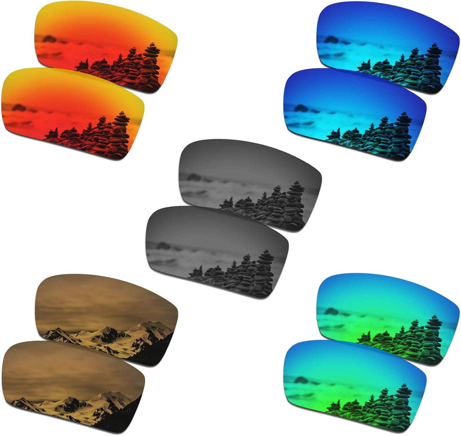 SmartVLT Set of 5 Men's Replacement Lenses for Oakley Gascan OO9014 Sunglass Combo Pack S02