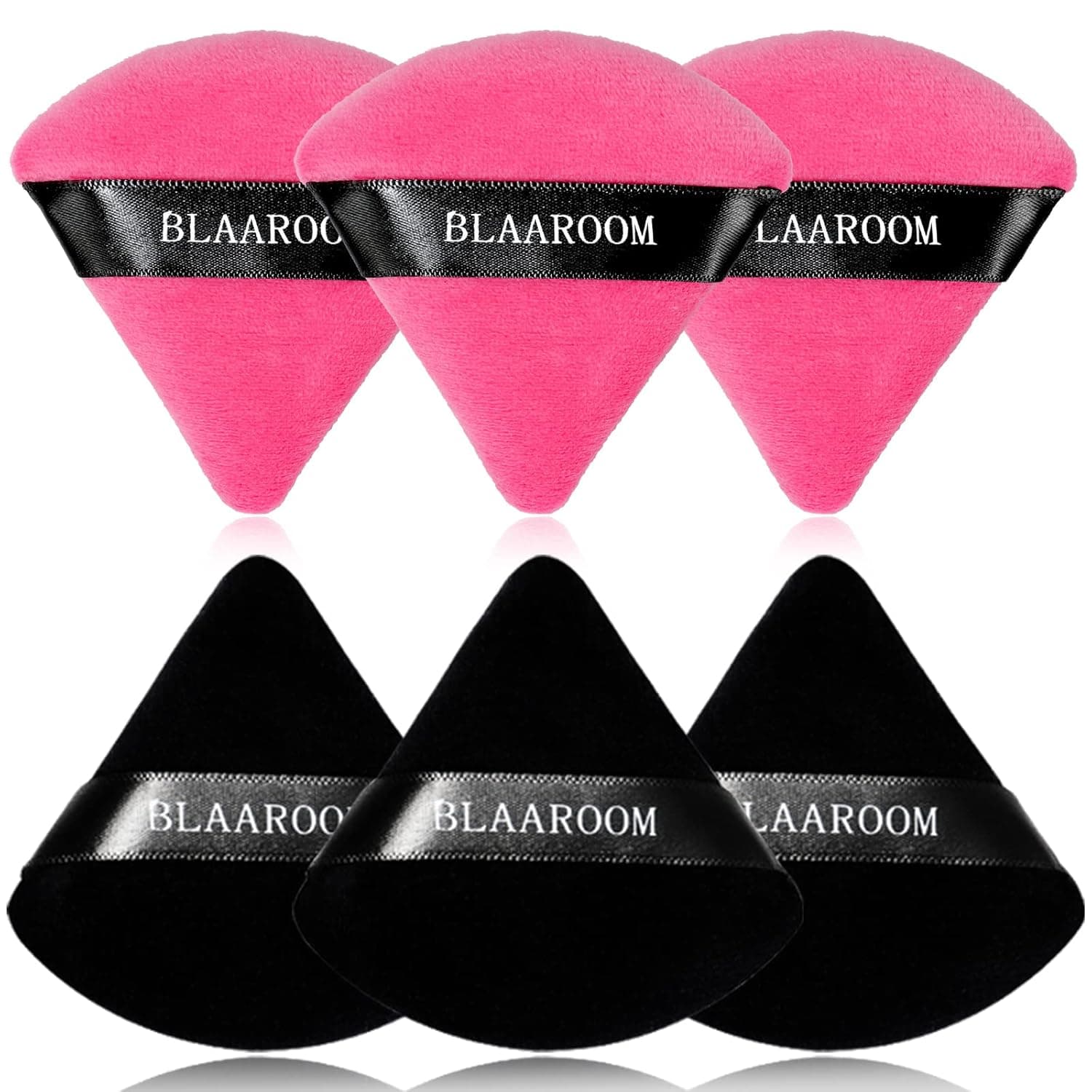 BLAAROOM 6 Pieces Powder Puff Face Makeup Velour Soft Triangle Powder Puffs - for Loose Powder Mineral Powder Body Powder Wet Dry Cosmetic Foundation Sponge Makeup Tool