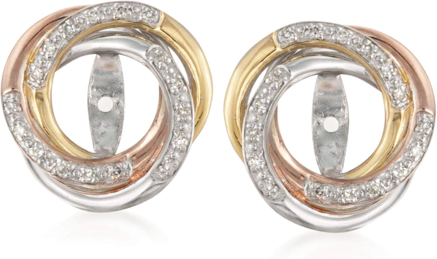 Ross-Simons 0.10 ct. t.w. Diamond Swirl Earring Jackets in Tri-Colored Sterling Silver