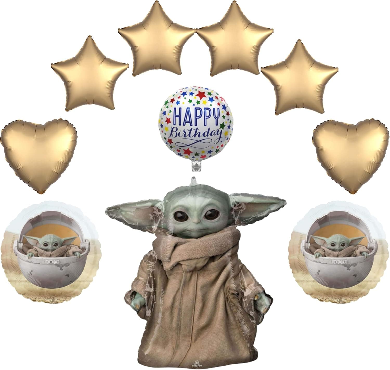 Baby Yoda Balloons Birthday Decorations - The Child Mandalorian. Baby Yoda Party Decorations, Star Wars Party Supplies Set of 9