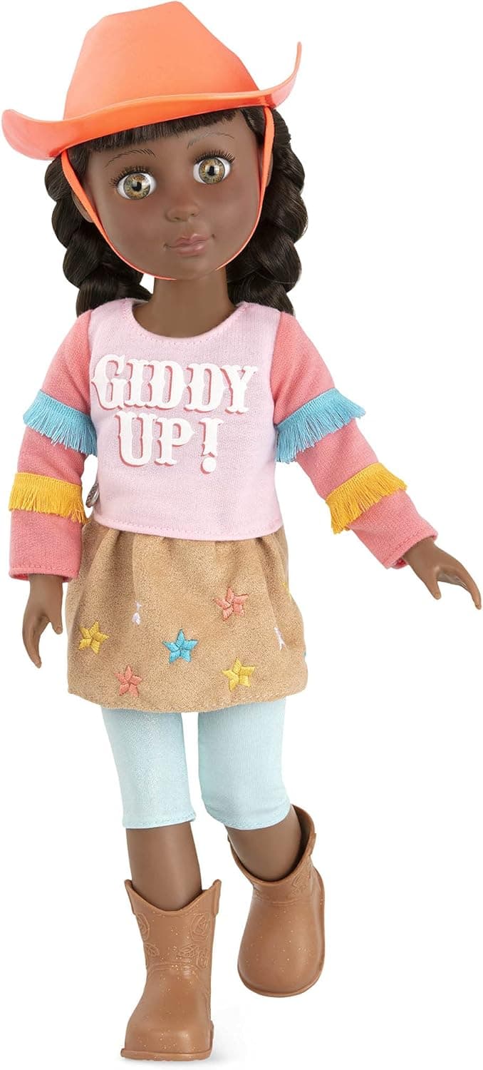 Glitter Girls – Jolie14-inch Poseable Equestrian Doll – Brown Hair & Green Eyes — Horseback Riding Outfit, Cowgirl Hat, and Boots – Toys, Clothes, and Accessories for Kids Ages 3+