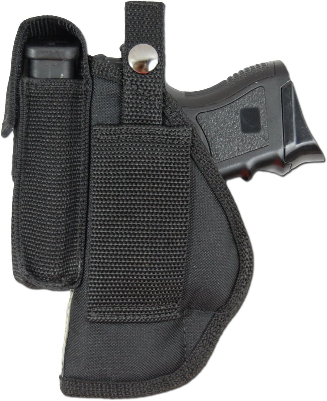 Barsony New Gun Belt Loop Holster w/Magazine Pouch for Compact 9mm .40 .45 Pistols