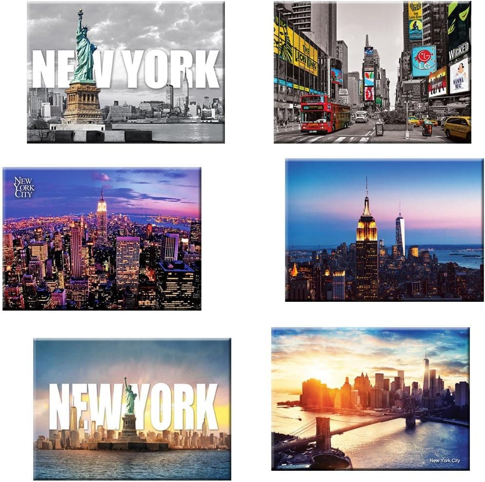 6 set New York NYC Souvenir Large Photo Picture Fridge Magnets 2.5 x 3.5 inch - Pack of 6