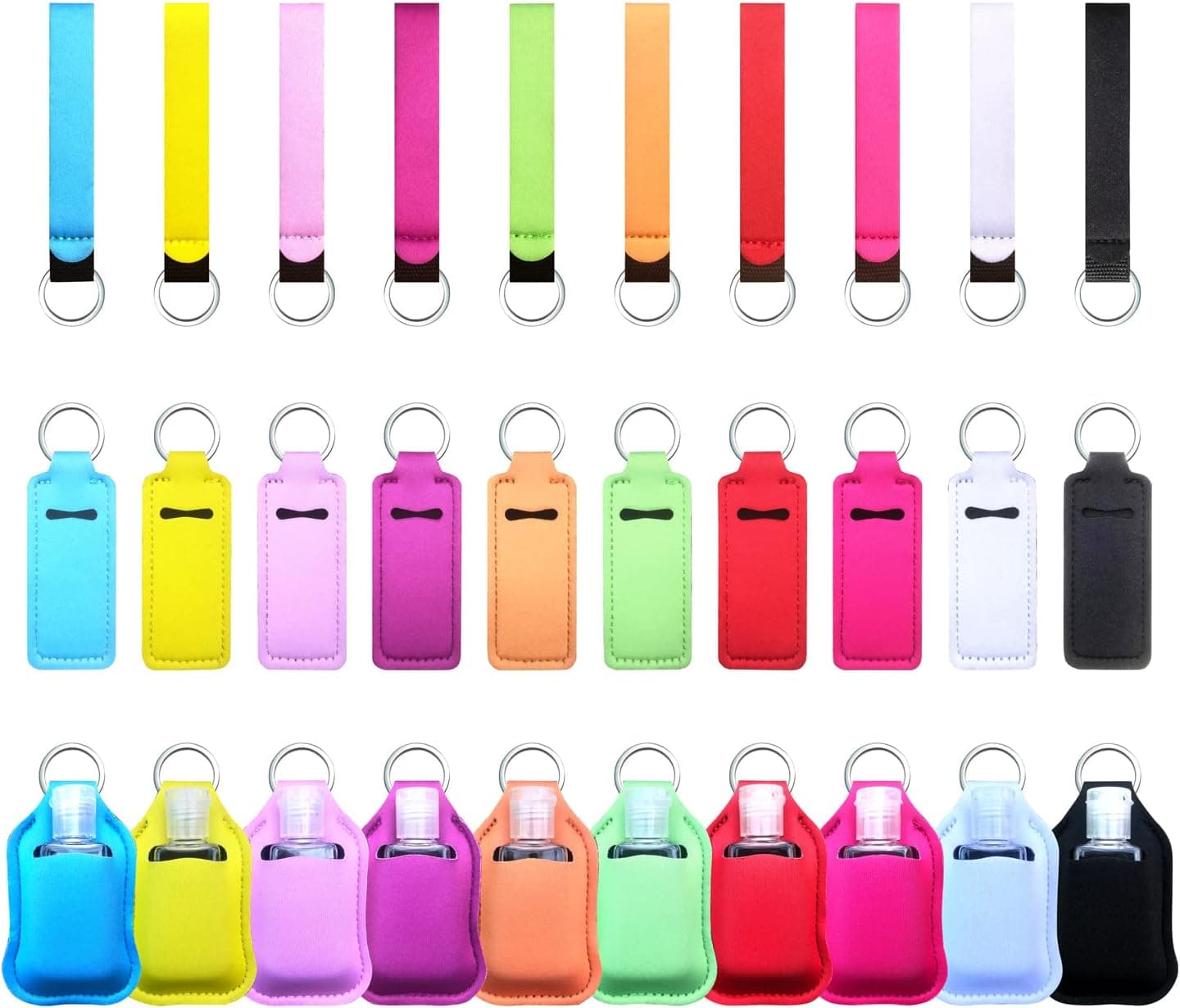 40pcs Travel Bottles Keychain Holder Set Chapstick Holder Keychains Wristlet, Empty Travel Bottles