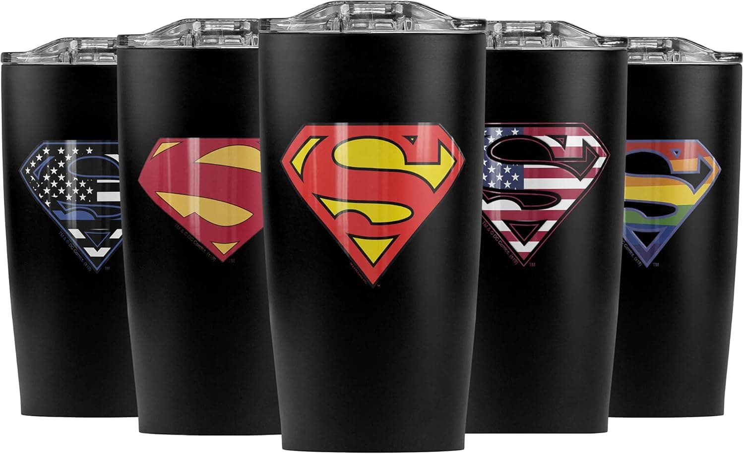 Superman Classic Logo Shield Stainless Steel Tumbler 20 oz Coffee Travel Mug/Cup, Vacuum Insulated & Double Wall with Leakproof Sliding Lid | Great for Hot Drinks and Cold Beverages