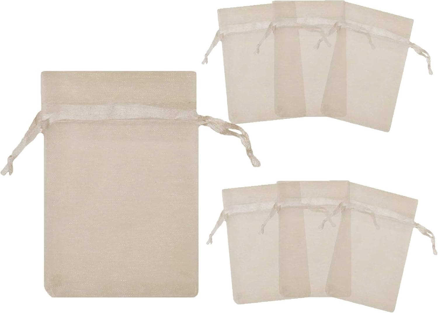 RakrisaSupplies 100Pcs Ivory Organza Bags 5x7" w/Drawstring | Accurate Sizing, Reinforced Stitching & Crease Free Sheer Organza Pouches | OB57-05