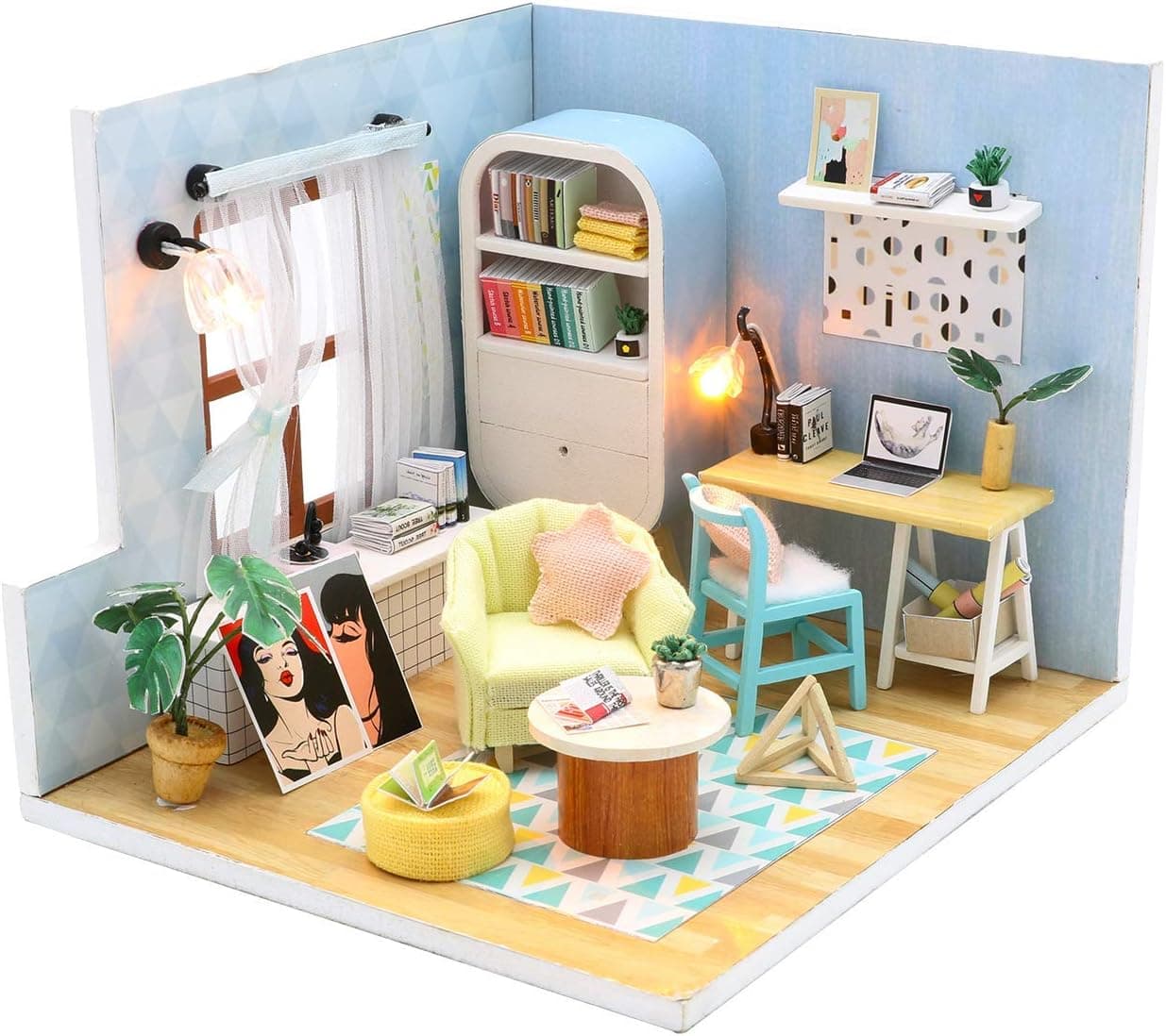 Kisoy DIY Dollhouse Kit, 1:24 Scale Exquisite Miniature with Furniture, Dust Proof Cover and Music Movement, for Your Perfect Craft (Ding Dong Nest)