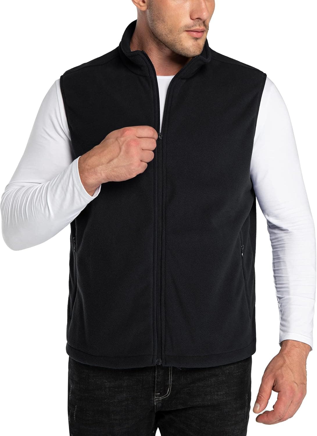 Outdoor Ventures Men's Full-Zip Polar Fleece Vest Outerwear Lightweight Warm Casual Sleeveless Jacket for Fall & Winter