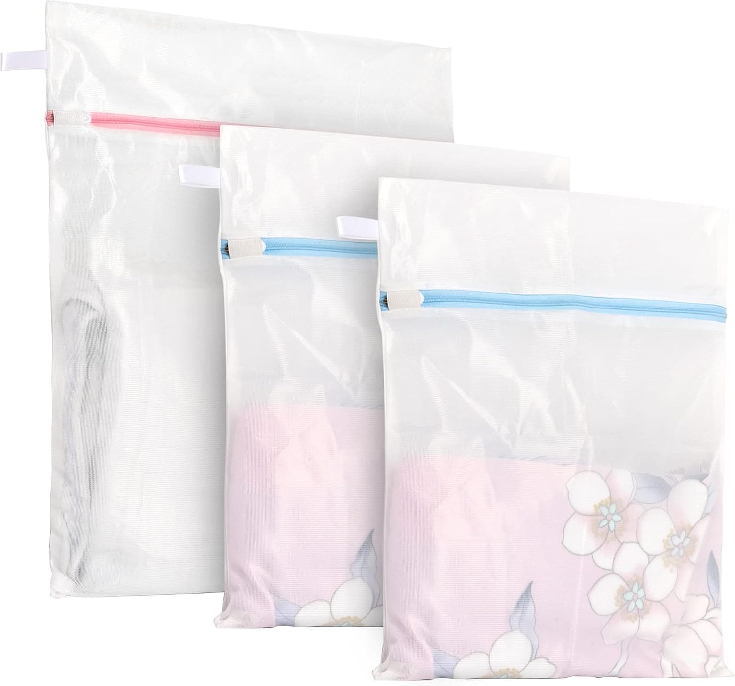 SPLF 3 Pack Skin Friendly Mesh Laundry Bags, Fluorescer Free Durable Delicates Net Wash Bag for Bra, Lingerie, Underwear, Socks, Sweaters, Travel Organization Washing Bag(1 Large, 2 Medium)