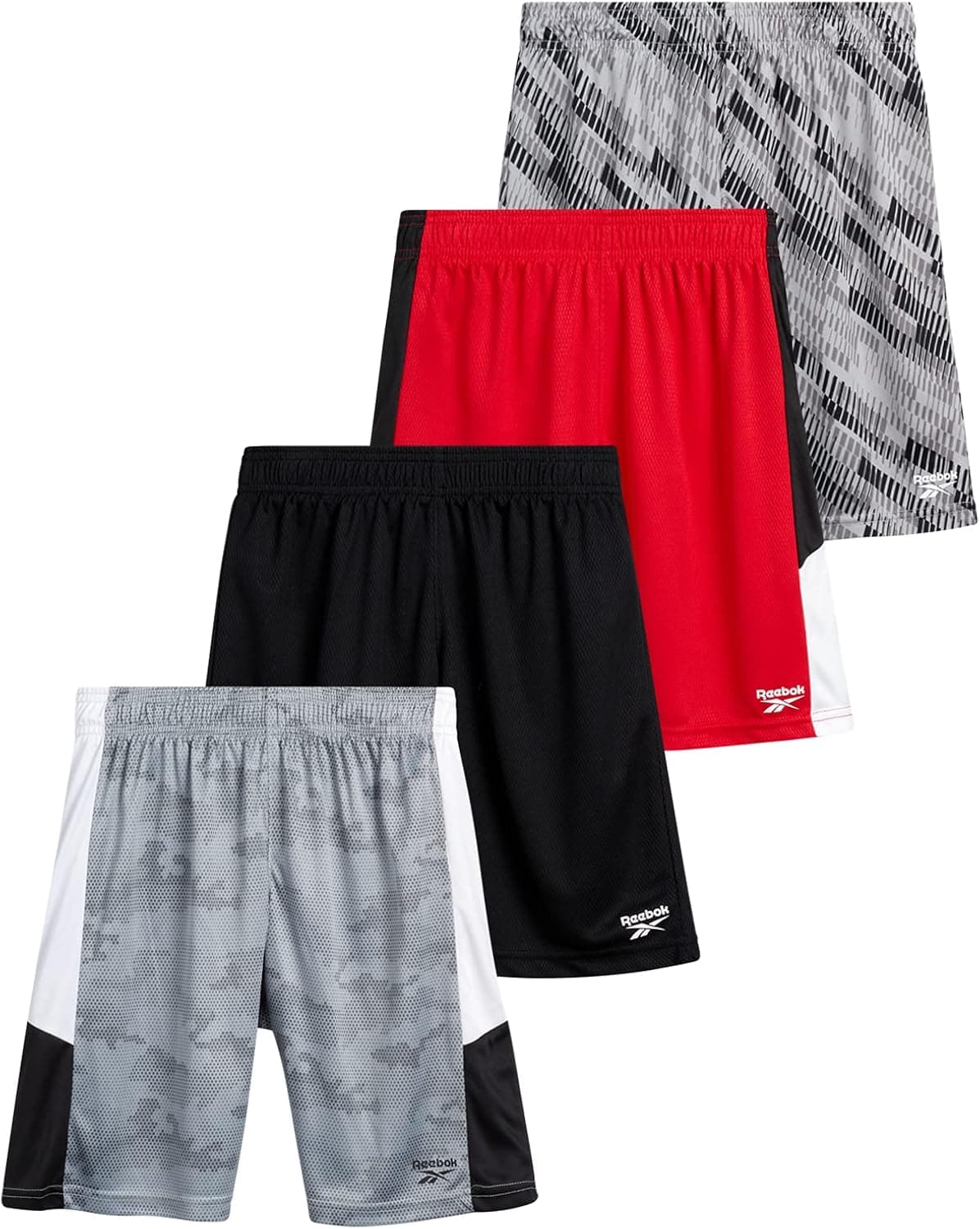 Reebok Boys' Athletic Shorts - Athletic Performance Basketball Shorts (4 Pack)