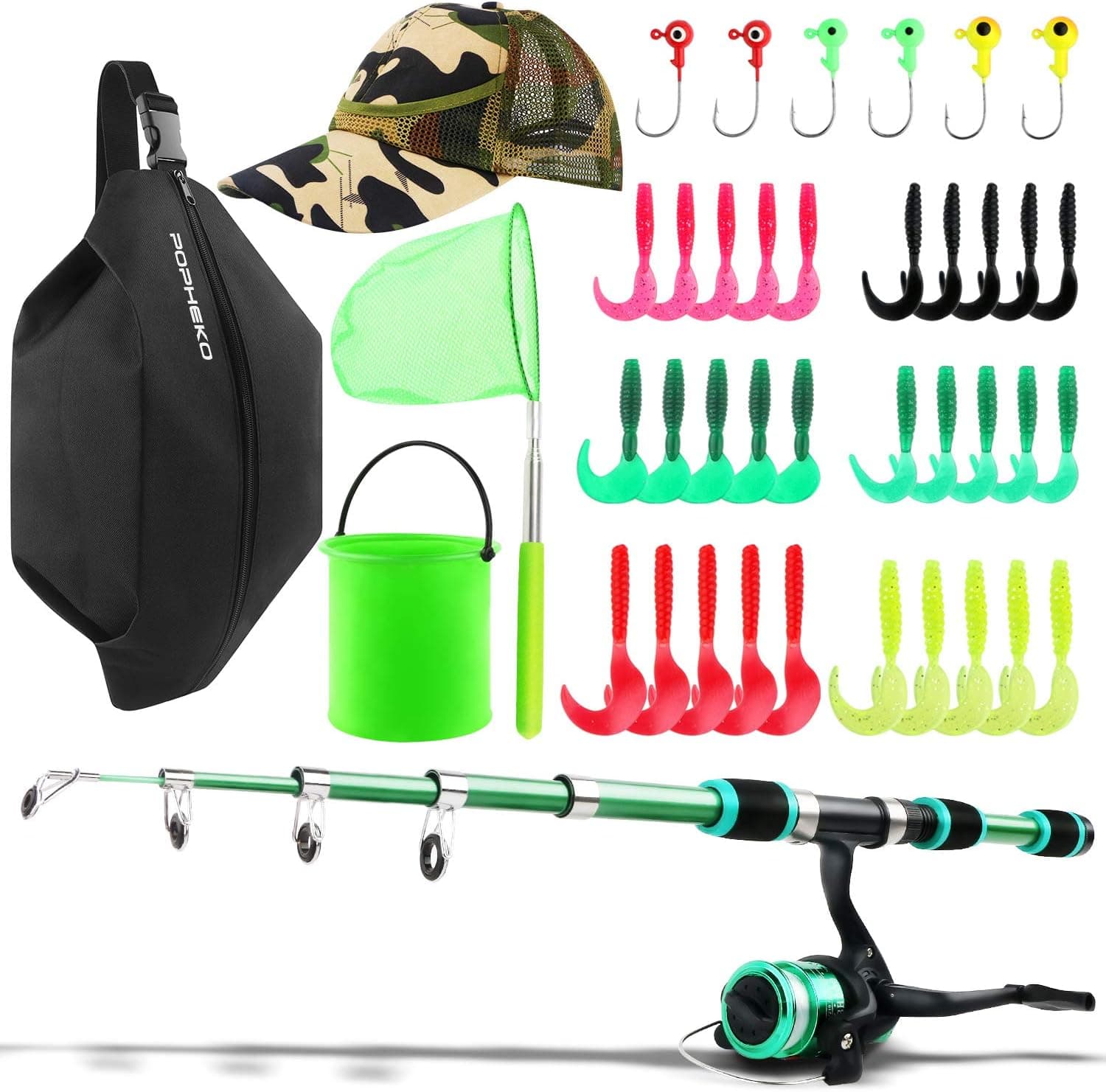 Fishing Pole Reel Combos Telescopic Fishing Rod Kit Spinning Reel Line Lure Accessories Compact Fishing Tackle Bag Lightweight Travel Fishing Gear Set for Saltwater Freshwater Fishermen Gift