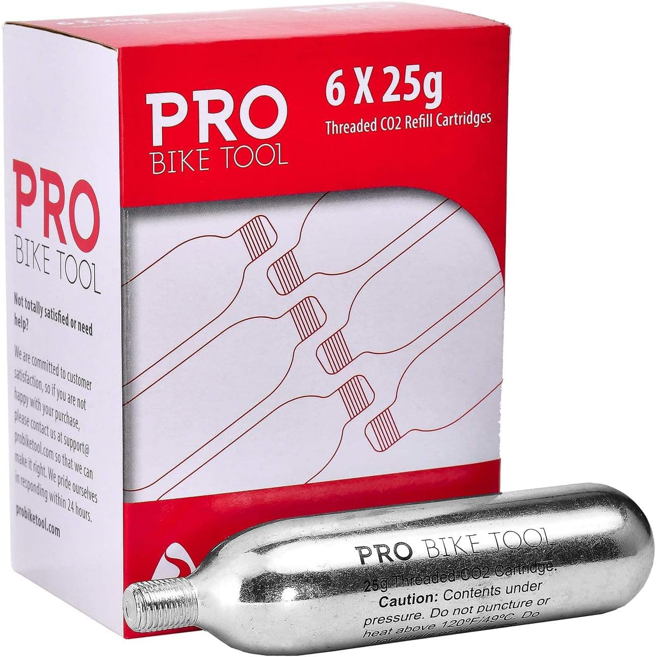 Threaded CO2 Cartridges - for All CO2 Bike Tire Inflators with Threaded Connection - Quick Air Refill for Bicycle Tires - Cartridge for CO2 Pump - Road or MTB Bikes.