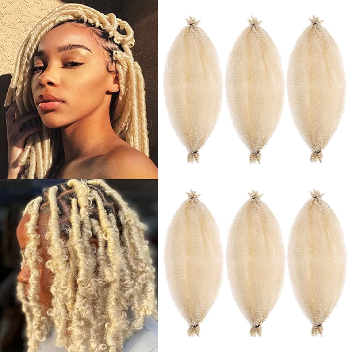 6 Packs Pre-Separated Springy Afro Twist Hair 12 Inch Soft 613 Pre-Separated Marley Braiding Crochet Hair Pre-Fluffed Synthetic Hair Extensions for Distressed Faux Locs,Spring Twists,Passion Twist