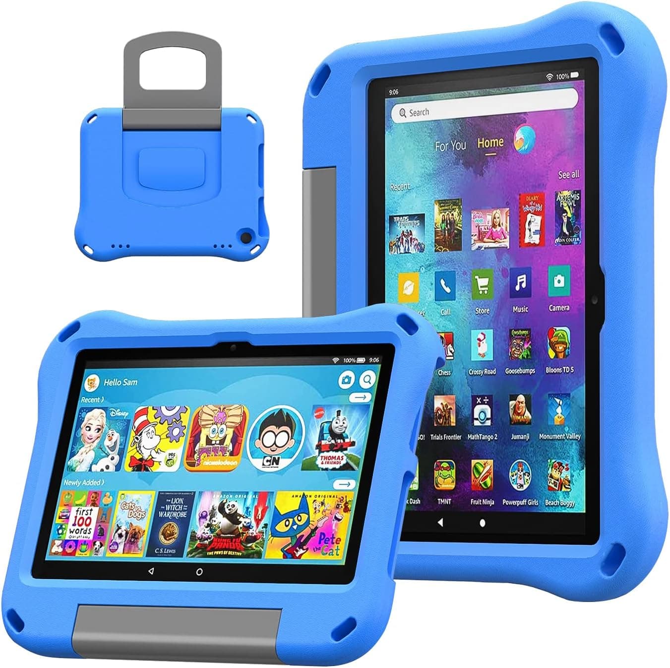 8in Tablet Case for Kids, DiHines Light Weight Anti Slip Shockproof Kids Friendly Case for 8 inch Tablet (12th/10th Generation, 2022/2020 Release) with Bracket,Blue