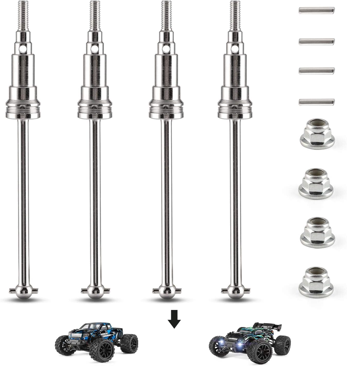 HAIBOXING RC Cars Parts Front&Rear CVD Metal Drive Shafts Dogbone Apply to HAIBOXING 2020 New Version 18859E/18858 RC Cars Toys