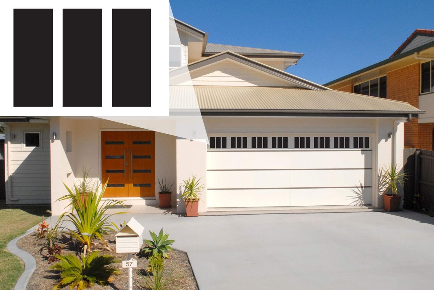 Garage Door Window Magnets by Jones Mountain Decorative Faux Magnetic Window Decals Made in The USA 2-Car Metal Garage Doors Outdoor Pre-Cut for Easy Install with Magnetic Ruler (Modern Style)