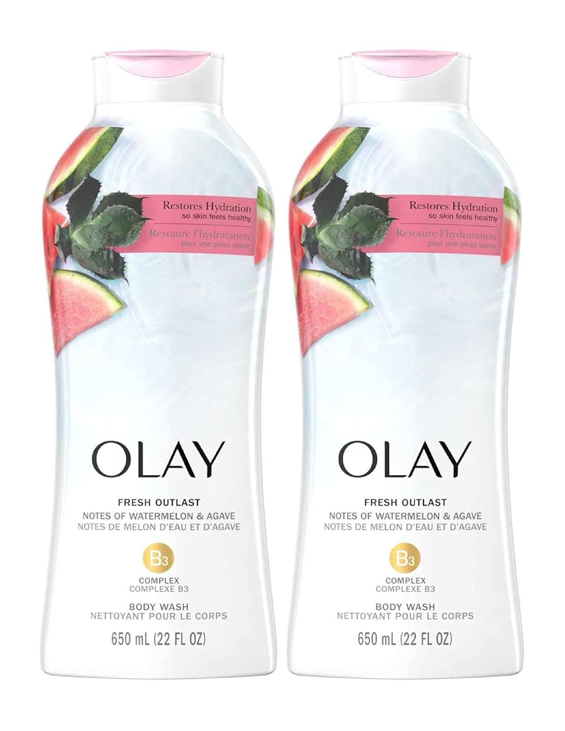 Olay Body Wash Fresh Water Melon And Agave 22 Ounce (650ml) (Pack of 2)