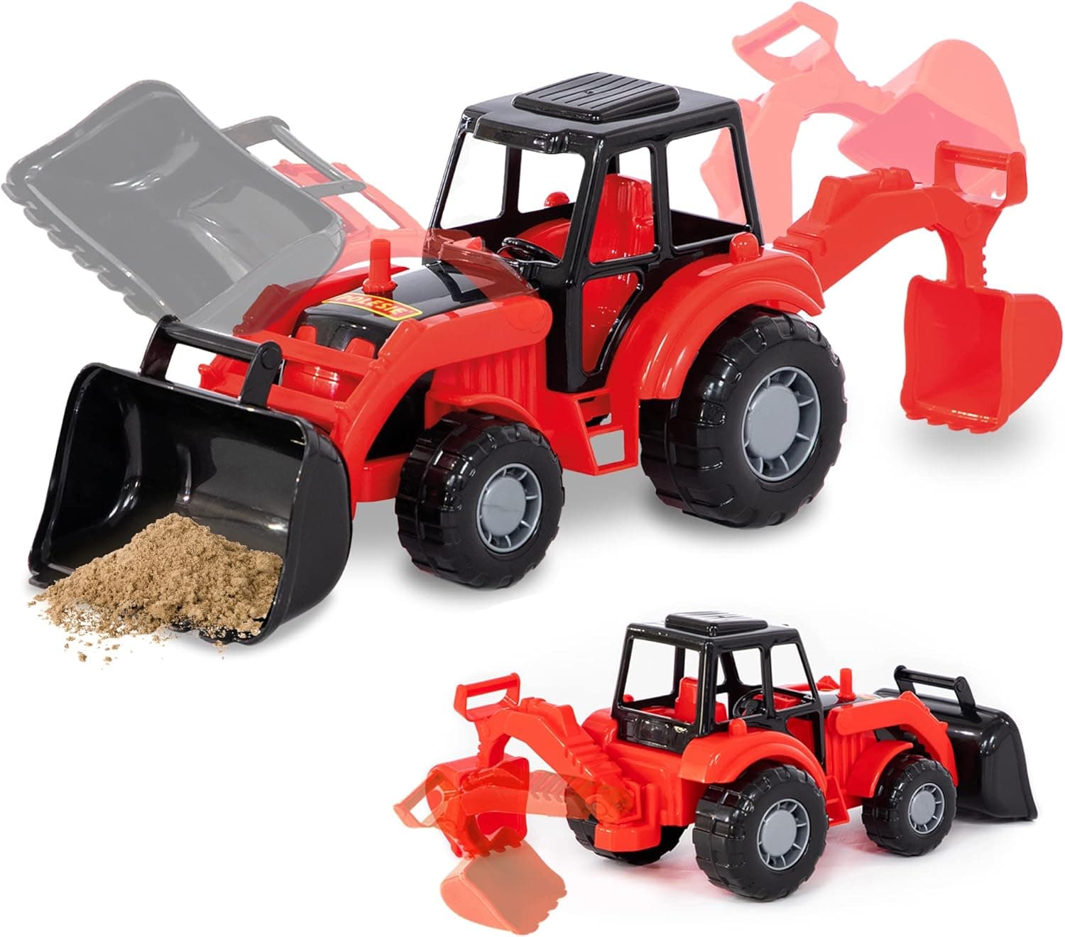 CO-T Excavator Toy for Boys - Backhoe Toy for Toddlers - Toy Bulldozer for Toddler - Toy Backhoe Sand Truck - Sandbox Toys by Polesie - Red Excavator Beach Toy