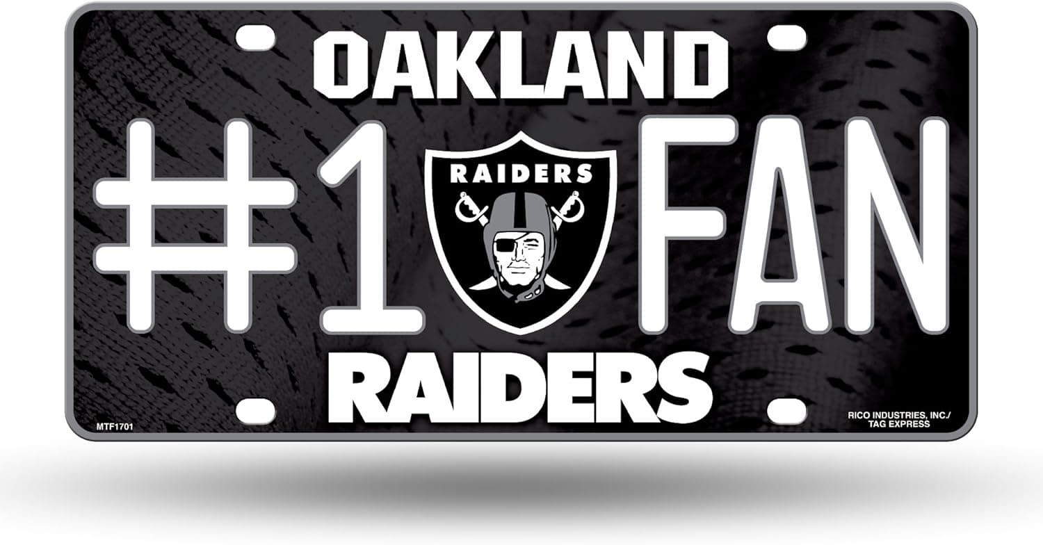 NFL Oakland Raiders #1 Fan Metal License Plate Tag
